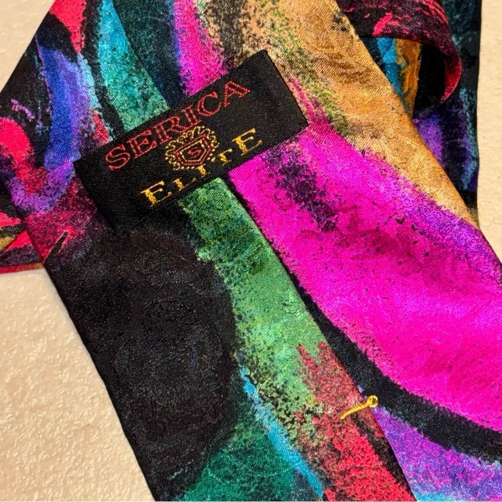 Serica Elite Vintage Abstract Multicolor Silk Necktie